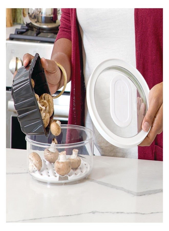إنترديزاين صندوق تخزين صغير دائري للثلاجة من iDesign مع صينية تصريف قابلة للإزالة وغطاء - طقم من 4 قطع - شفاف - Image 5