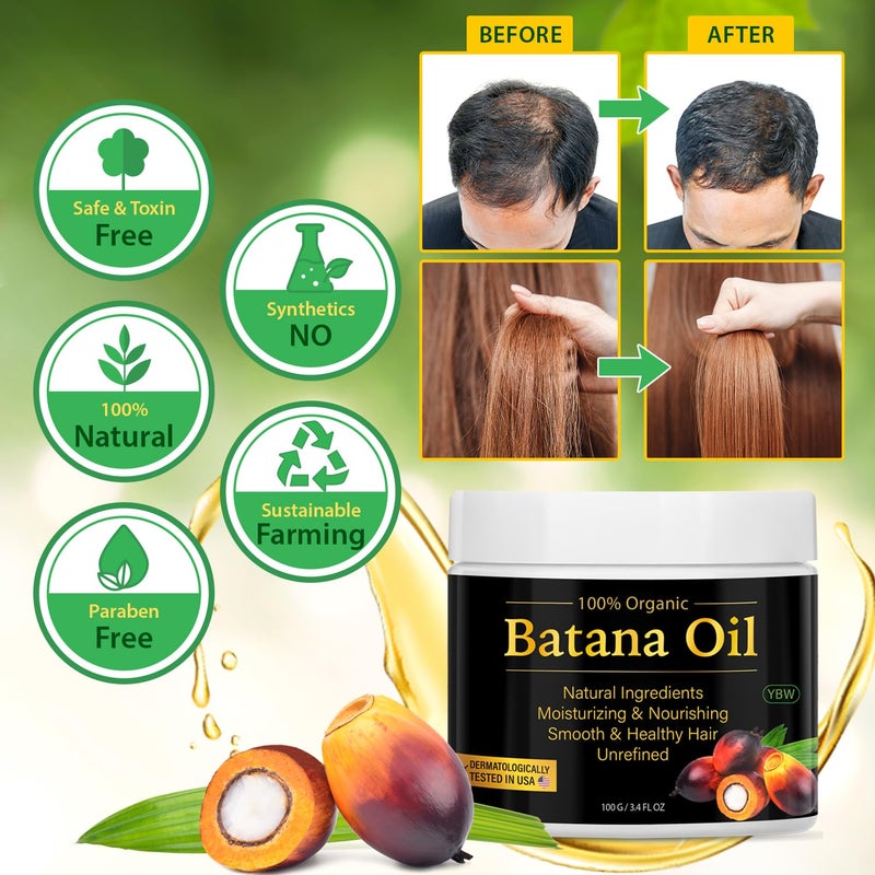 YBW 100% Natural Raw Batana Oil for Hair Growth, Dr. Sebi Hair Oil from Honduras, Prevent Hair Loss, Eliminates Split Ends for Men & Women - Image 3