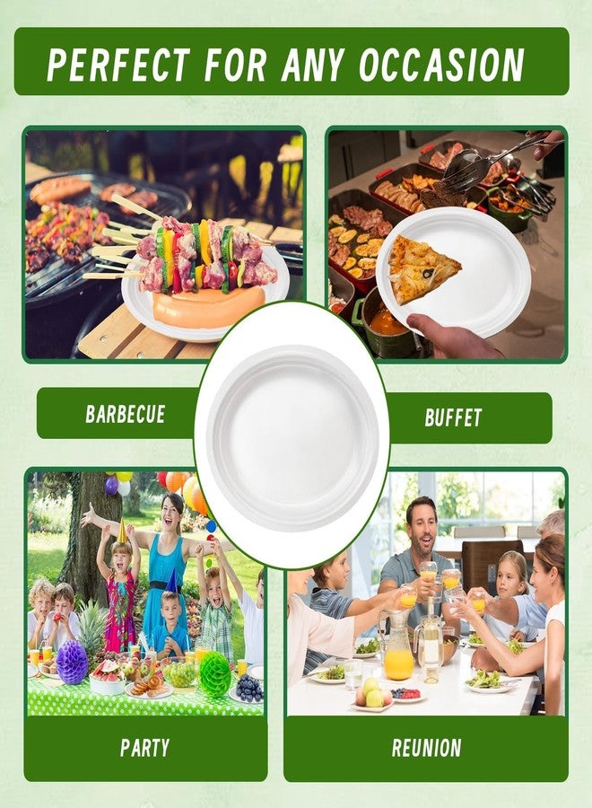 VEIZEDD 100 Pcs Compostable Oval Paper Plates 12 Inch - Heavy Duty Bagasse Platters - Biodegradable White Plates,Eco-Friendly Disposable Dinner Platters for BBQ,Picnic,Wedding,Party Easter, Independence Day - Image 4