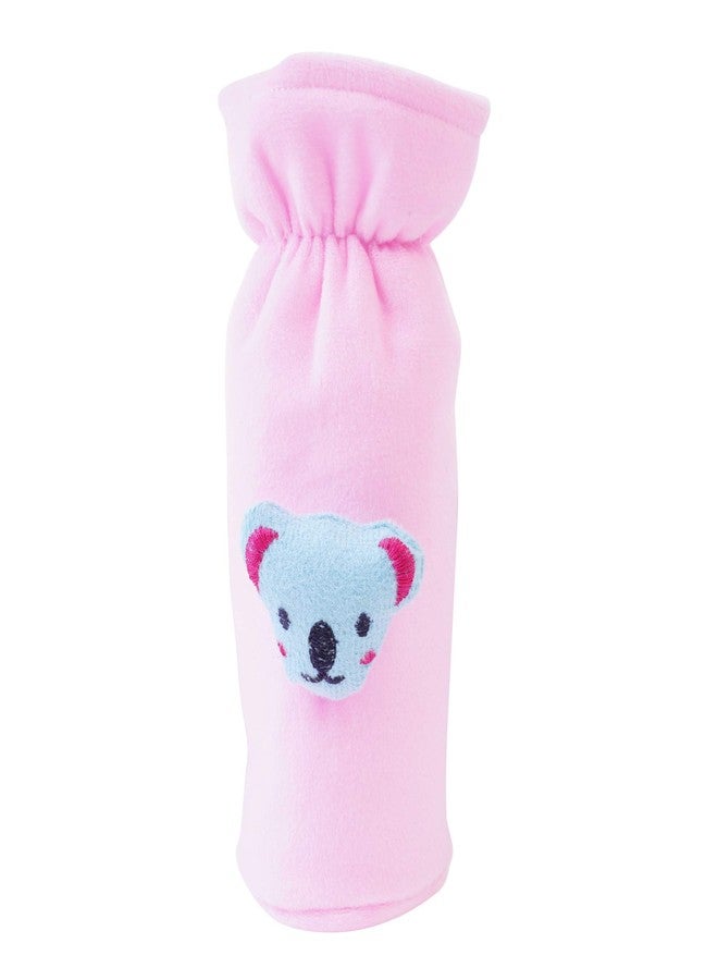 Da Anushi Soft Plush Stretchable Baby Feeding Bottle Cover Easy to Hold Strap with Cute Animated Cartoon| Suitable for 130-250 Ml Feeding Bottle(Orange-Light Pink) - Image 3