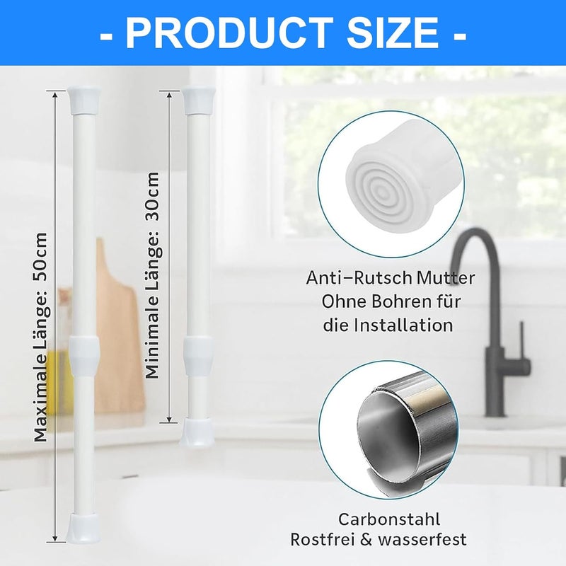 4PCS Expandable Curtain Rods Hardened PVC Substance Modifiable Length for Bathroom and Home Styling Shower Curtain Rod Set - Image 4