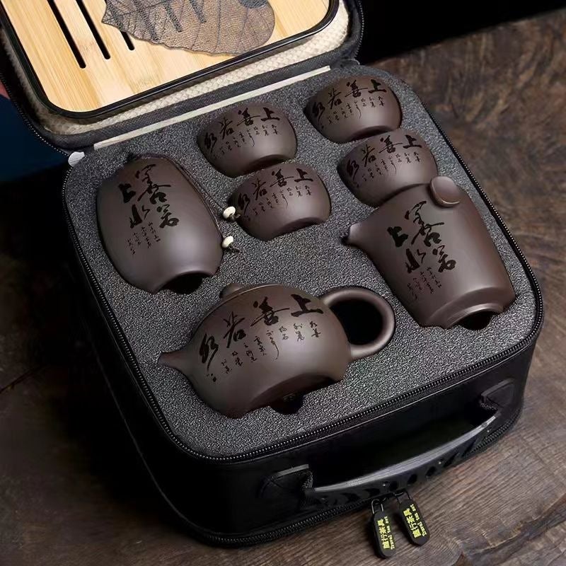 Xishi Travel Deluxe Tea Set with Tray and Cloth - Diligence Rewarded - Image 2
