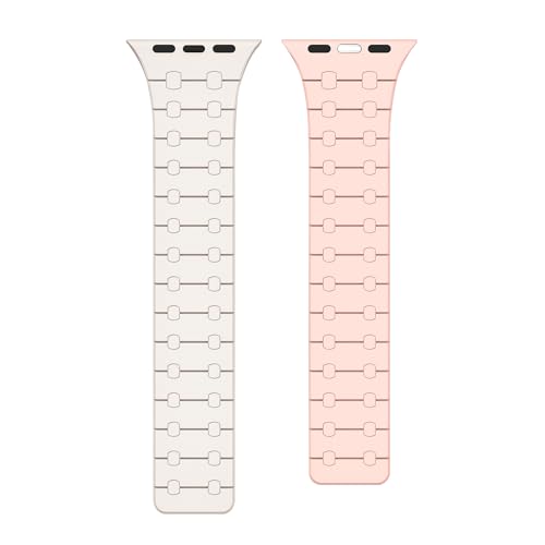 DailyObjects Silicone Mag Grip Loop Watch Strap Compatible with Apple Watch Series 9/8/7 41mm, SE2/SE/6/5/4 40mm, Series 3 38mm | Series10 42mm Moonbeam -Watch Not Included, White - Image 4