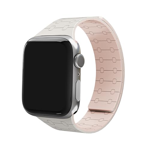 DailyObjects Silicone Mag Grip Loop Watch Strap Compatible with Apple Watch Series 9/8/7 41mm, SE2/SE/6/5/4 40mm, Series 3 38mm | Series10 42mm Moonbeam -Watch Not Included, White - Image 1