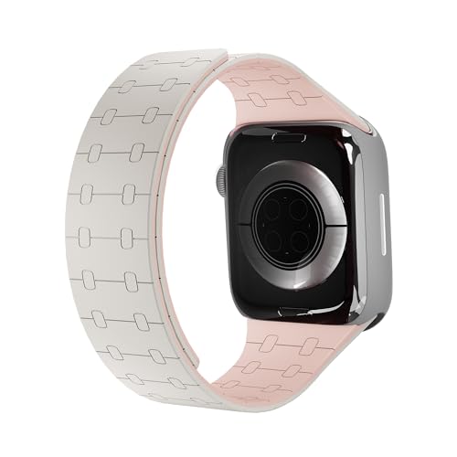 DailyObjects Silicone Mag Grip Loop Watch Strap Compatible with Apple Watch Series 9/8/7 41mm, SE2/SE/6/5/4 40mm, Series 3 38mm | Series10 42mm Moonbeam -Watch Not Included, White - Image 2