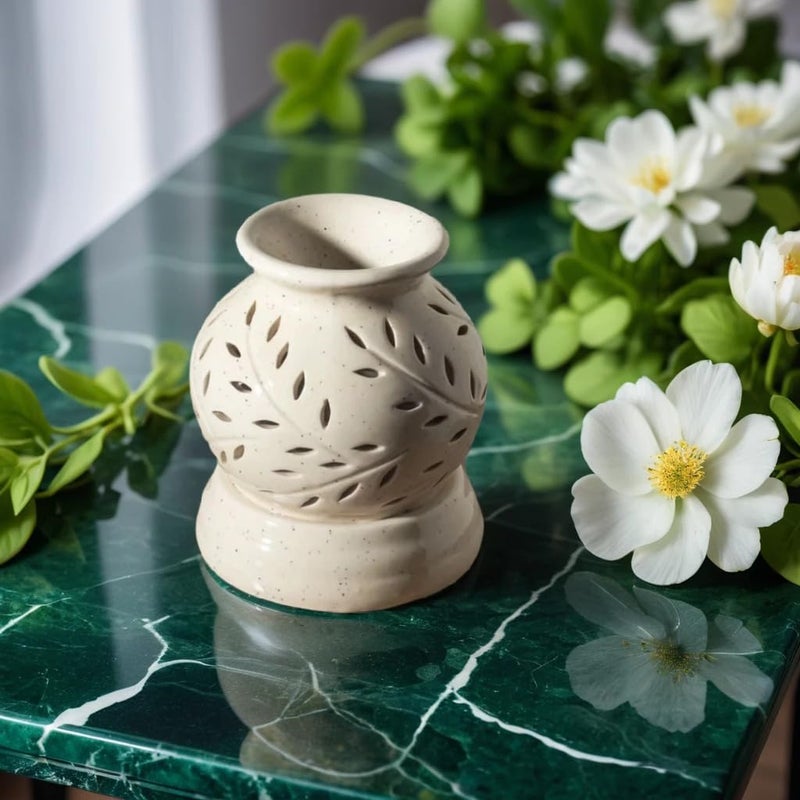 JAIPUR ACE JAIPUR ACE Ceramic Leaf CutOut Aroma Diffuser and Oil Burner Perfect for Home Fragrance Relaxation and Enhancing Your Interior Decor StyleAroma Oil Burner for Aromatherapy  - Image 3
