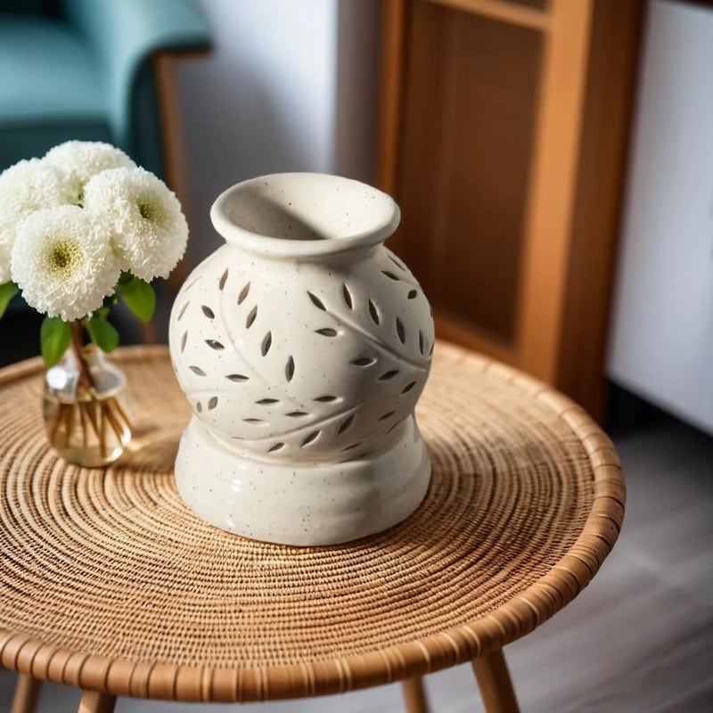 JAIPUR ACE JAIPUR ACE Ceramic Leaf CutOut Aroma Diffuser and Oil Burner Perfect for Home Fragrance Relaxation and Enhancing Your Interior Decor StyleAroma Oil Burner for Aromatherapy  - Image 1