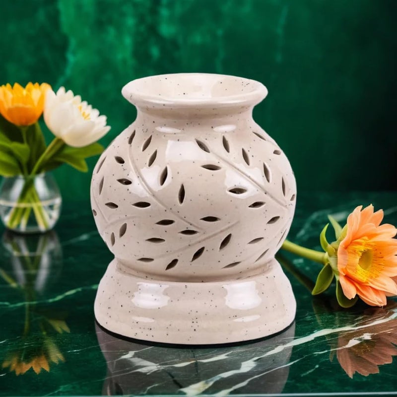 JAIPUR ACE JAIPUR ACE Ceramic Leaf CutOut Aroma Diffuser and Oil Burner Perfect for Home Fragrance Relaxation and Enhancing Your Interior Decor StyleAroma Oil Burner for Aromatherapy  - Image 2