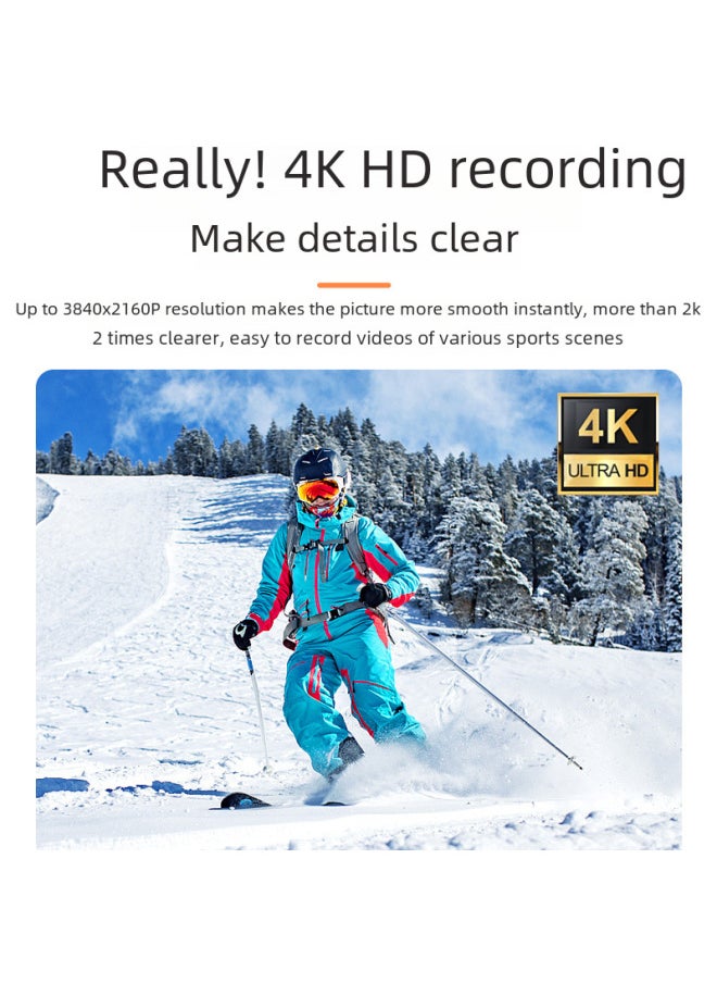 Generic - 4K Camera HD Head-mounted Professional Anti-shake Recorder Helmet Sports Camera First Perspective Riding-Body Color:512g TF Memory Card - Image 1