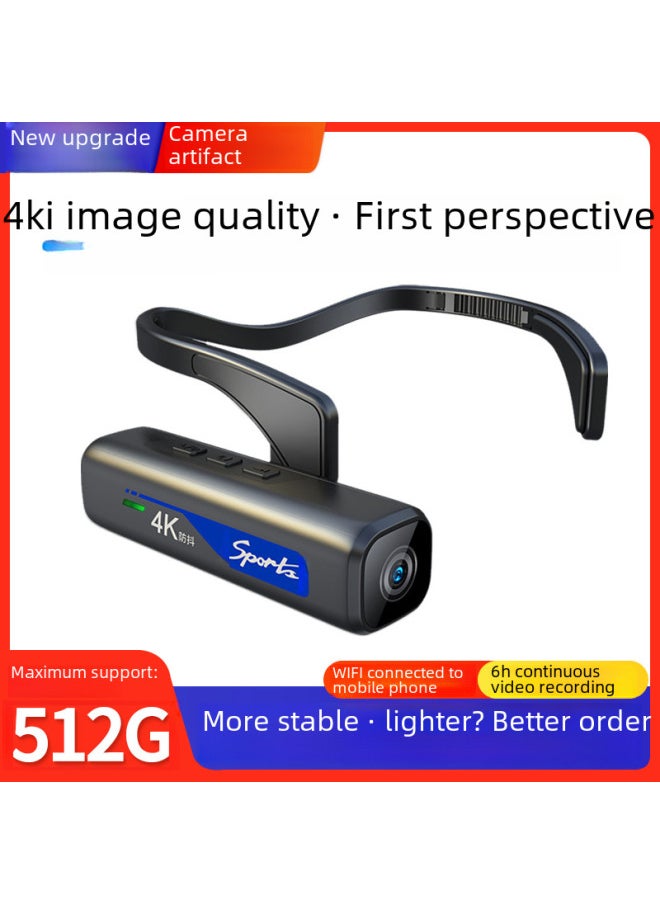 Generic - 4K Camera HD Head-mounted Professional Anti-shake Recorder Helmet Sports Camera First Perspective Riding-Body Color:512g TF Memory Card - Image 1