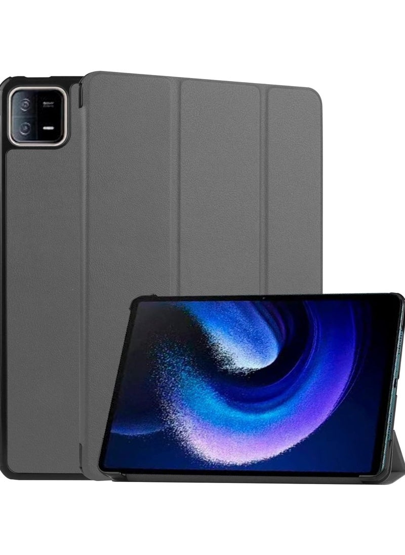VKL حافظة Xiaomi Pad 6 / Xiaomi Pad 6 Pro 2023، غطاء صلب نحيف خفيف الوزن مع حامل ثلاثي الطي، مع غطاء واقٍ ذكي مضاد للخدش أثناء النوم التلقائي (جراب، رمادي)  - Image 1