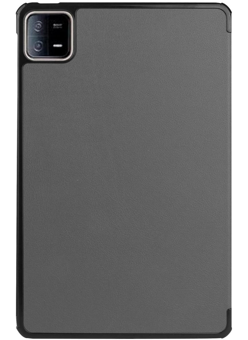 VKL حافظة Xiaomi Pad 6 / Xiaomi Pad 6 Pro 2023، غطاء صلب نحيف خفيف الوزن مع حامل ثلاثي الطي، مع غطاء واقٍ ذكي مضاد للخدش أثناء النوم التلقائي (جراب، رمادي)  - Image 3