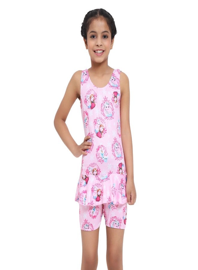 LEBAMI Girls Swimming Costume with Swim Goggle Swim Cap 2Ear Plug and 1Nose Plug | Pink - Image 2