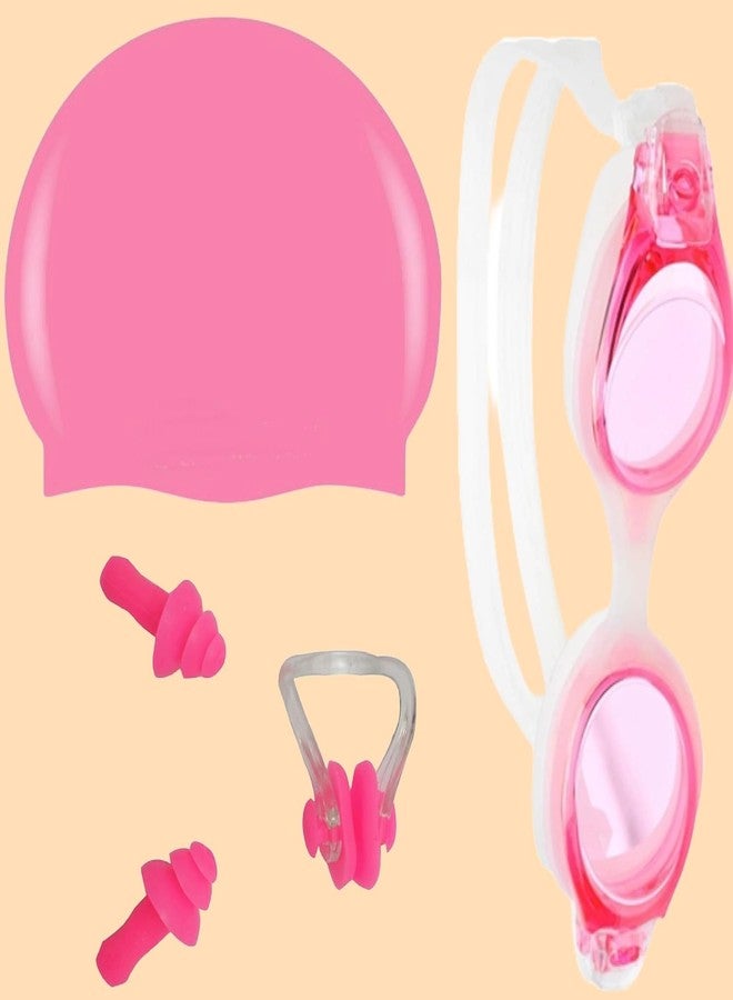 LEBAMI Girls Swimming Costume with Swim Goggle Swim Cap 2Ear Plug and 1Nose Plug | Pink - Image 5
