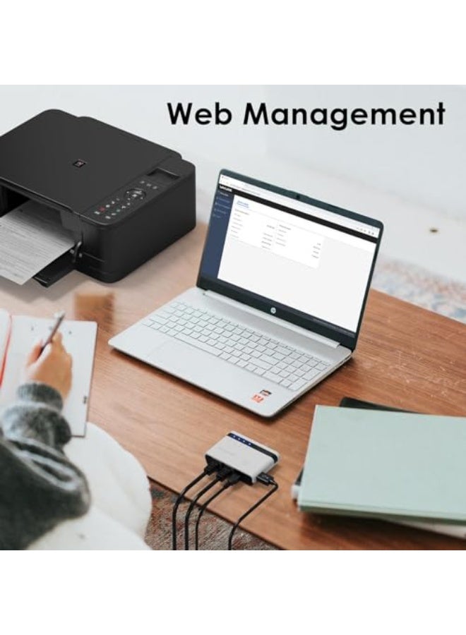 Luckam خادم طباعة لاسلكي، خادم طباعة USB 2.0 بورتين مع LAN بسرعة 100 ميجابت في الثانية وجسر، أوضاع سلكية/لاسلكية/مستقلة، متوافق مع ويندوز 10 8 7 XP، ماك أو إس وجميع الطابعات المدعومة من RAW - Image 2