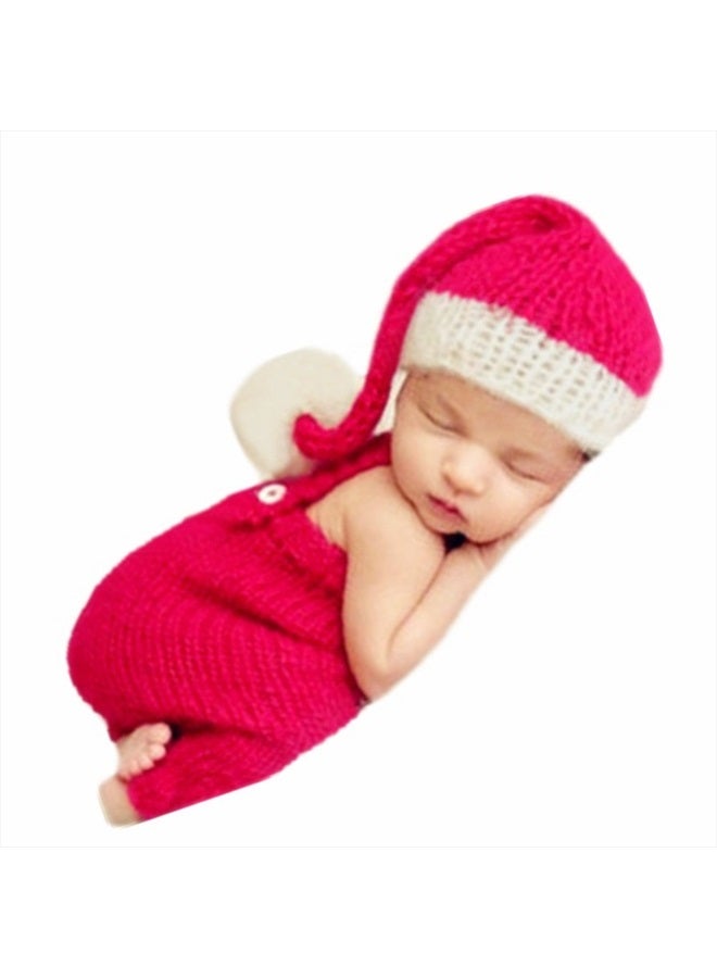 Vedory Newborn Baby Christmas Santa Photo Props Boy Girl Photo Shoot Outfits Crochet Knit Hat Shorts Photography Props - Image 1
