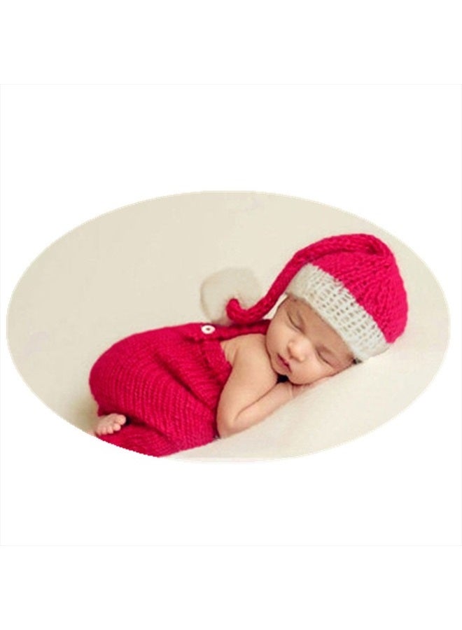 Vedory Newborn Baby Christmas Santa Photo Props Boy Girl Photo Shoot Outfits Crochet Knit Hat Shorts Photography Props - Image 2