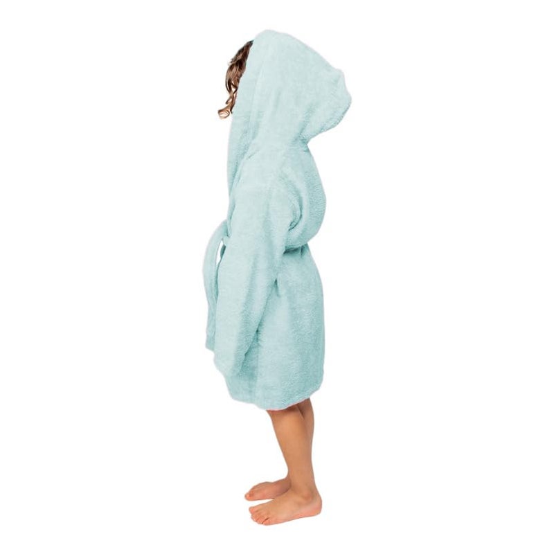 BAGNO MILANO Organic Turkish Cotton Kids Bathrobe, Soft Terry Cotton-Acrylic Hooded Towel Robe for Boys, Girls (US, Age, 9 Years, 12 Years, Mint Green) - Image 5