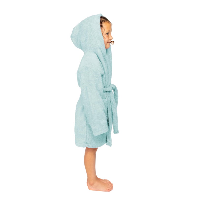 BAGNO MILANO Organic Turkish Cotton Kids Bathrobe, Soft Terry Cotton-Acrylic Hooded Towel Robe for Boys, Girls (US, Age, 9 Years, 12 Years, Mint Green) - Image 4