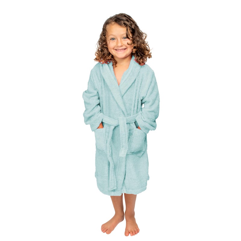 BAGNO MILANO Organic Turkish Cotton Kids Bathrobe, Soft Terry Cotton-Acrylic Hooded Towel Robe for Boys, Girls (US, Age, 9 Years, 12 Years, Mint Green) - Image 3