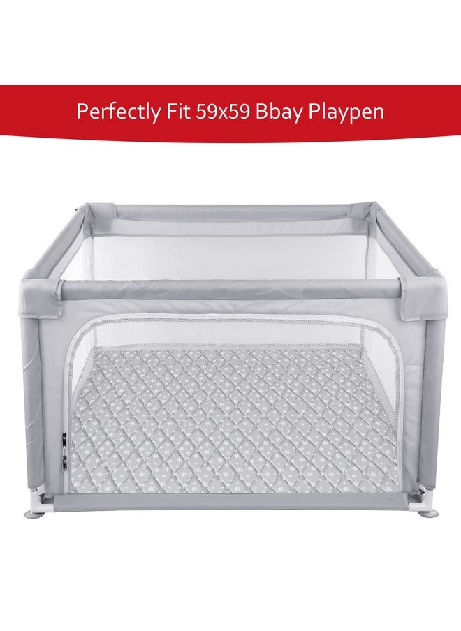 Moonsea Premium Foam Baby Play Mat 59" X 59" Fit for ZEEBABA 59" x59" Playpen or Yobear Baby Playpen, Non-Slip Baby Playpen Mat for Playing, Foldable Grey Star  - Image 2