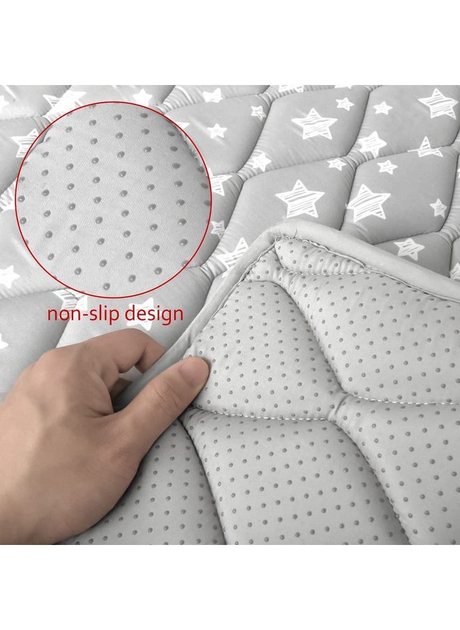 Moonsea Premium Foam Baby Play Mat 59" X 59" Fit for ZEEBABA 59" x59" Playpen or Yobear Baby Playpen, Non-Slip Baby Playpen Mat for Playing, Foldable Grey Star  - Image 3