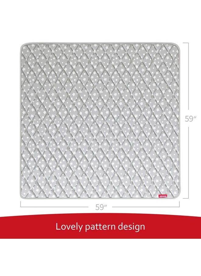 Moonsea Premium Foam Baby Play Mat 59" X 59" Fit for ZEEBABA 59" x59" Playpen or Yobear Baby Playpen, Non-Slip Baby Playpen Mat for Playing, Foldable Grey Star  - Image 5