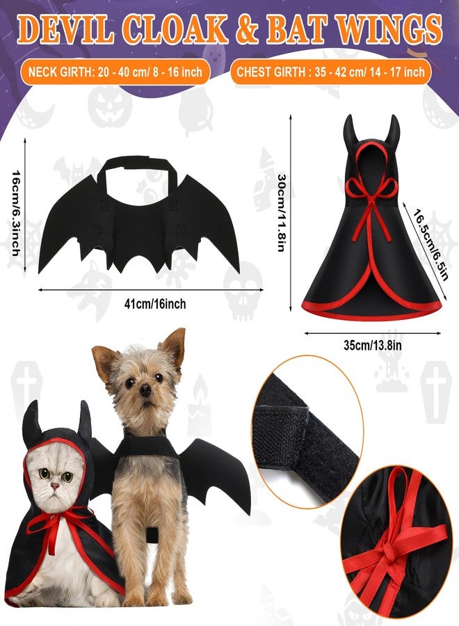 Reginary 4 Pcs Halloween Pet Costume Cat Dog Wizard Costume Vampire Cloak with Hat Bat Wings Wizard Hat Cloak Cat Small Dogs Outfits for Halloween Party Pet Cosplay - Image 2