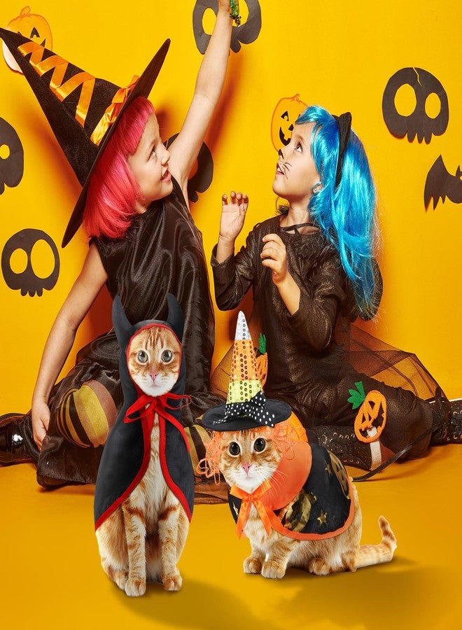 Reginary 4 Pcs Halloween Pet Costume Cat Dog Wizard Costume Vampire Cloak with Hat Bat Wings Wizard Hat Cloak Cat Small Dogs Outfits for Halloween Party Pet Cosplay - Image 5