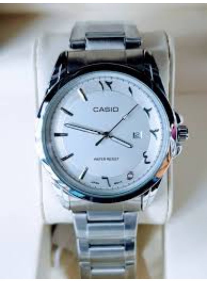 كاسيو ساعة يد رجالي Casio ستانلس ستيل – لون فضي – عرض تاريخ - Image 1