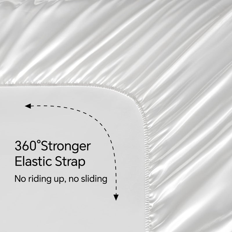 BEDELITE Satin Sheets Queen Size Bed Set  Luxury Soft White Silky Sheets for Hair and Skin  Similar to Silk Bed Sheets Set 4 Pieces (1 Deep Pocket Fitted Sheet  1 Flat Sheet  and 2 Pillowcases) - Image 5