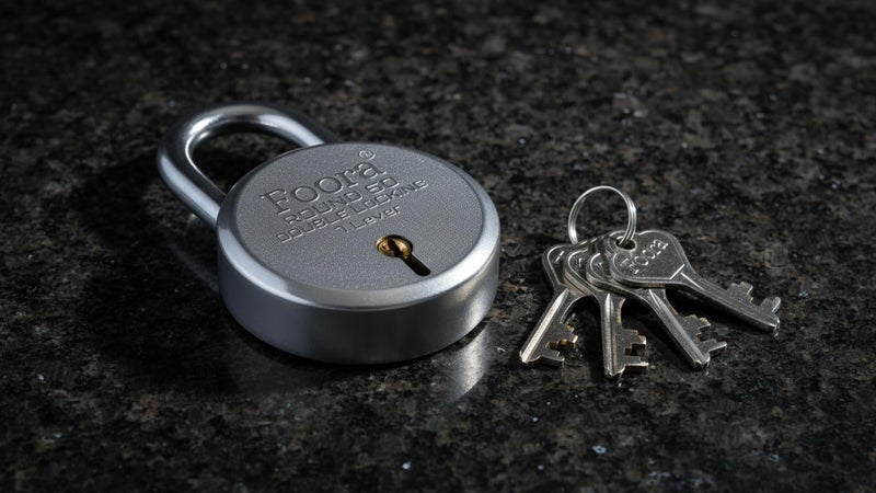Foora Round 50mm Small Lock | Metal Body Padlock | Double Locking | 7 Steel Lever Mechanism | 5 Silver Keys with Keychain | Silver Finish | Lock for Home, Gate & Door | Made in India - Image 2