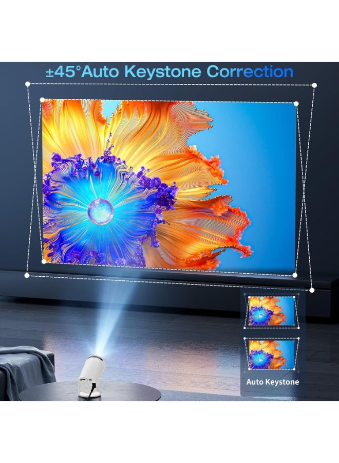 4K Smart Portable Mini Projector HY300 , Mini Projector with WiFi and Bluetooth 5.0 Built in Apps,180 Degree Flip, Home Video Projector,Smart Portable Projector with 180° Rotation Keystone, Compatible with HDMI/USB/TV Stick/phone/Laptop - Image 2