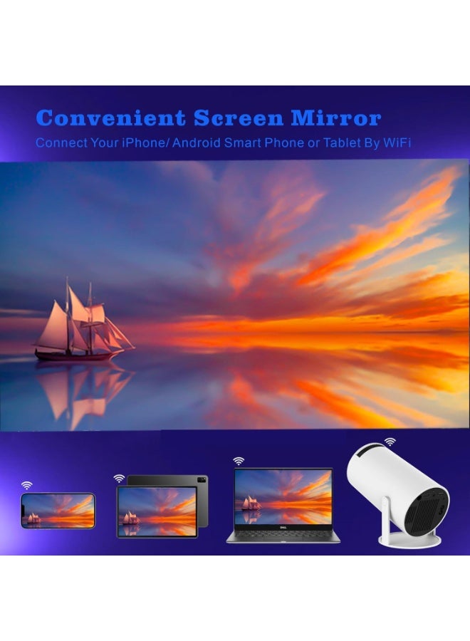 4K Smart Portable Mini Projector HY300 , Mini Projector with WiFi and Bluetooth 5.0 Built in Apps,180 Degree Flip, Home Video Projector,Smart Portable Projector with 180° Rotation Keystone, Compatible with HDMI/USB/TV Stick/phone/Laptop - Image 3
