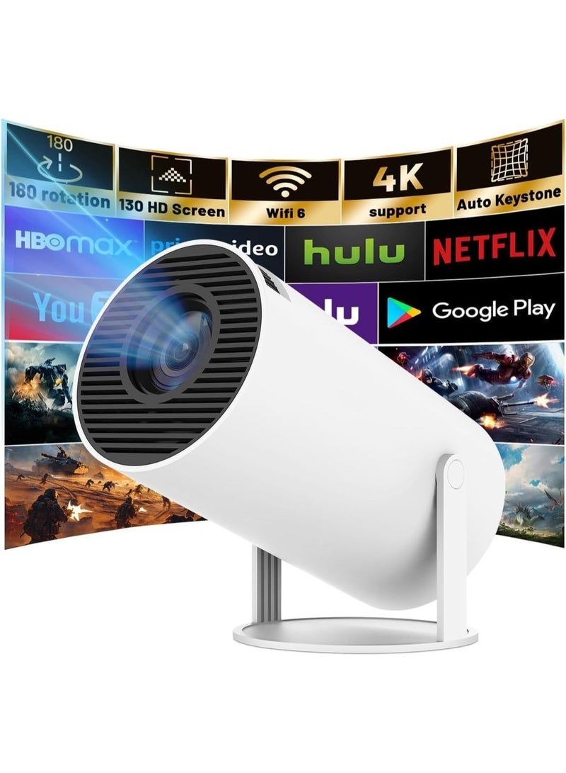 تنم جهاز عرض صغير محمول ذكي بدقة 4K HY300، جهاز عرض صغير مزود بتطبيقات مدمجة مثل WiFi وBluetooth 5.0، قلاب 180 درجة، جهاز عرض فيديو منزلي، جهاز عرض ذكي محمول مع دوران 180 درجة، متوافق مع HDMI/USB/TV Stick/الهاتف/الكمبيوتر المحمول - Image 1