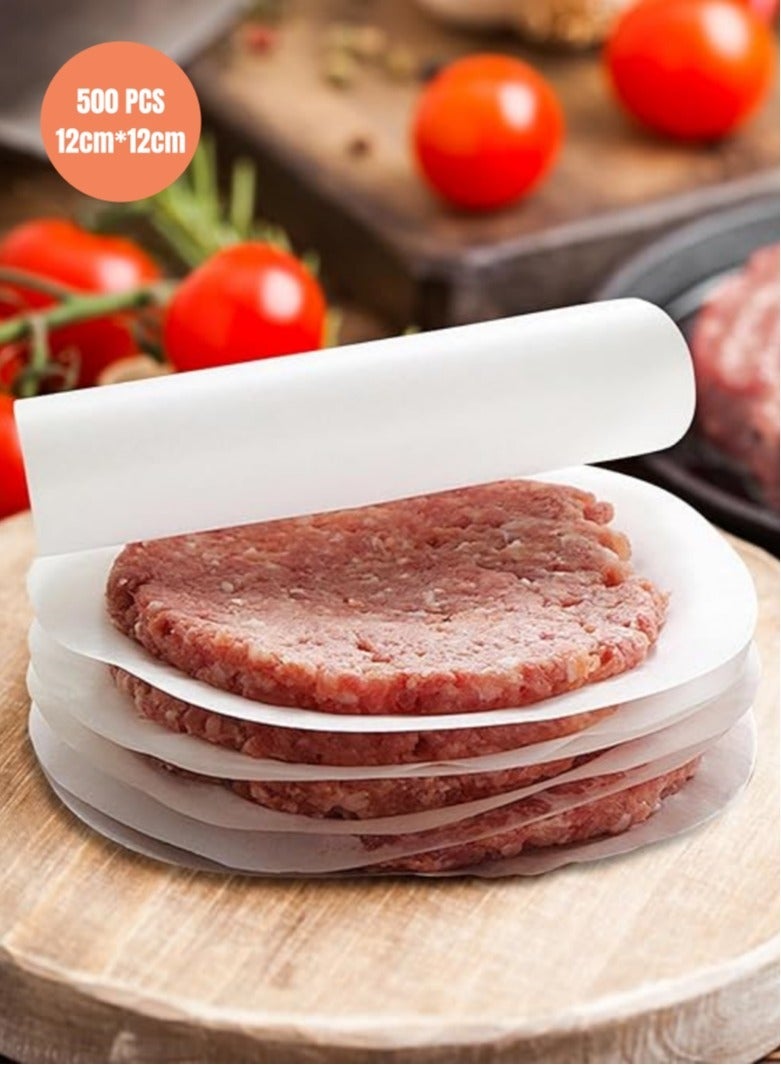 صحة هوم ٥٠٠ قطعة ورق برجر دائري غير لاصق مزدوج الوجه مقاس ١٢ سم، ورق غذائي للفصل بين أقراص البرجر، مناسب للضغط على البرجر وخبز الكيك - Image 1
