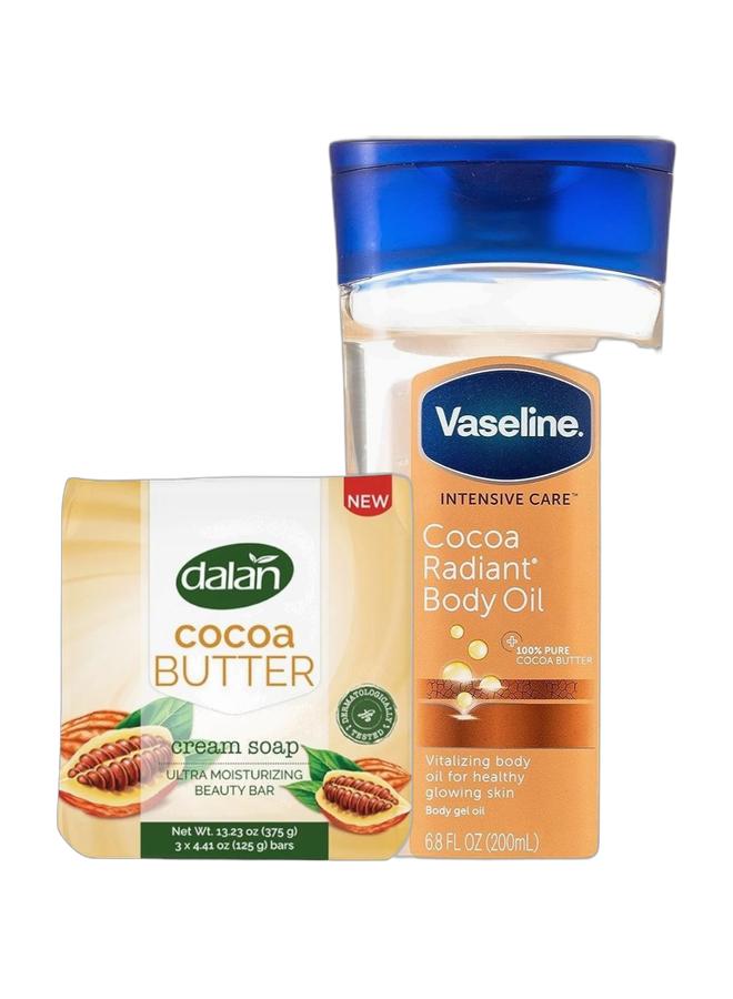 Dalan Cocoa Butter Creamy Soap – 3 × 125g & Intensive Care Cocoa Butter Body Oil | 200ml Bundle - Image 1