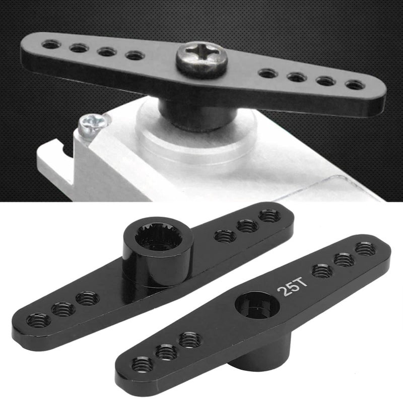 Black Aluminium Alloy 25T CNC RC Steering Servo Arm Set 2pcs For 10 Scale RC Car - Image 4