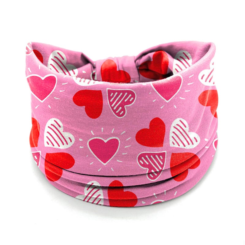 winthrop 4 Pcs Valentine's Day Headbands for Women - Red Pink Heart Cute Love Hair Band, Stretchy Breathable Non-Slip Wide Headwrap for Holiday,Yoga, Running, Party, Costume Dress Up - Image 3
