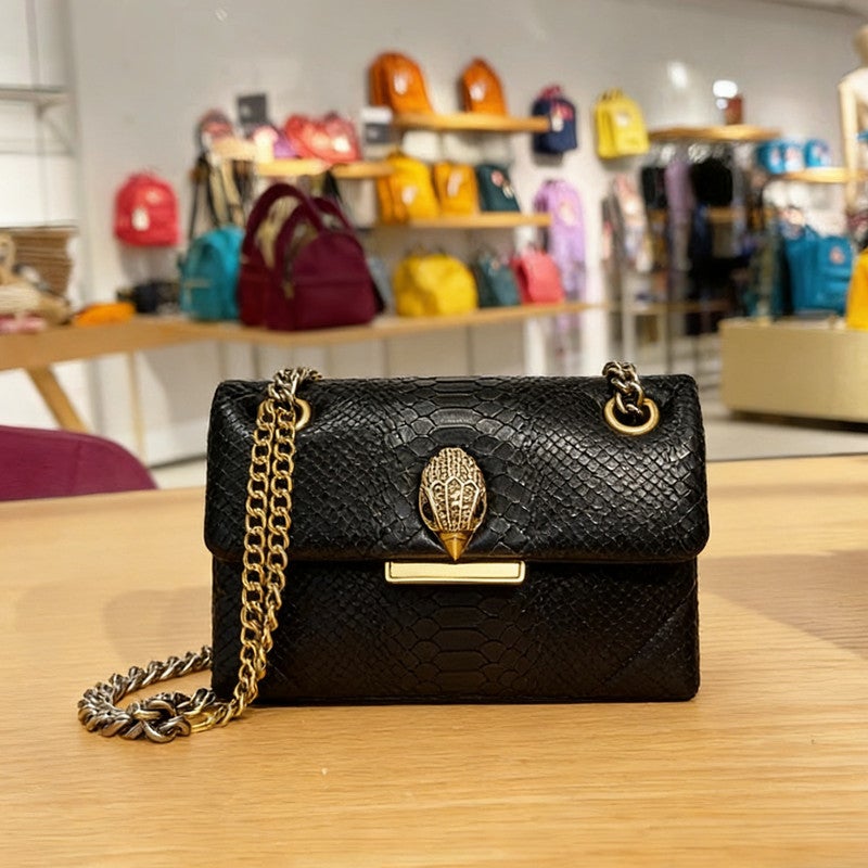 Kurt Geiger Women's Small Square Crossbody Bag – Eagle Head Design, Chain & Rhinestone Accents - Image 1