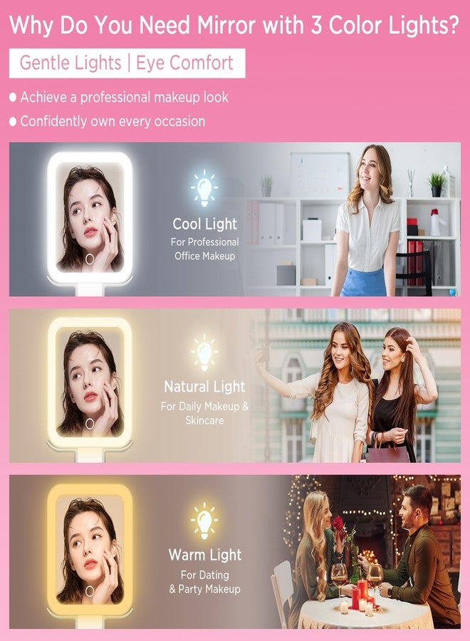 EAONE مرآة مكياج سفر EAONE مع أضواء، مرآة تجميل مزدوجة الجوانب مكبرة 10X/1X مع إضاءة بثلاثة ألوان وشاشة لمس قابلة للتعتيم، مرآة تجميل محمولة مدمجة للسفر/الحمام، هدايا للنساء - Image 4
