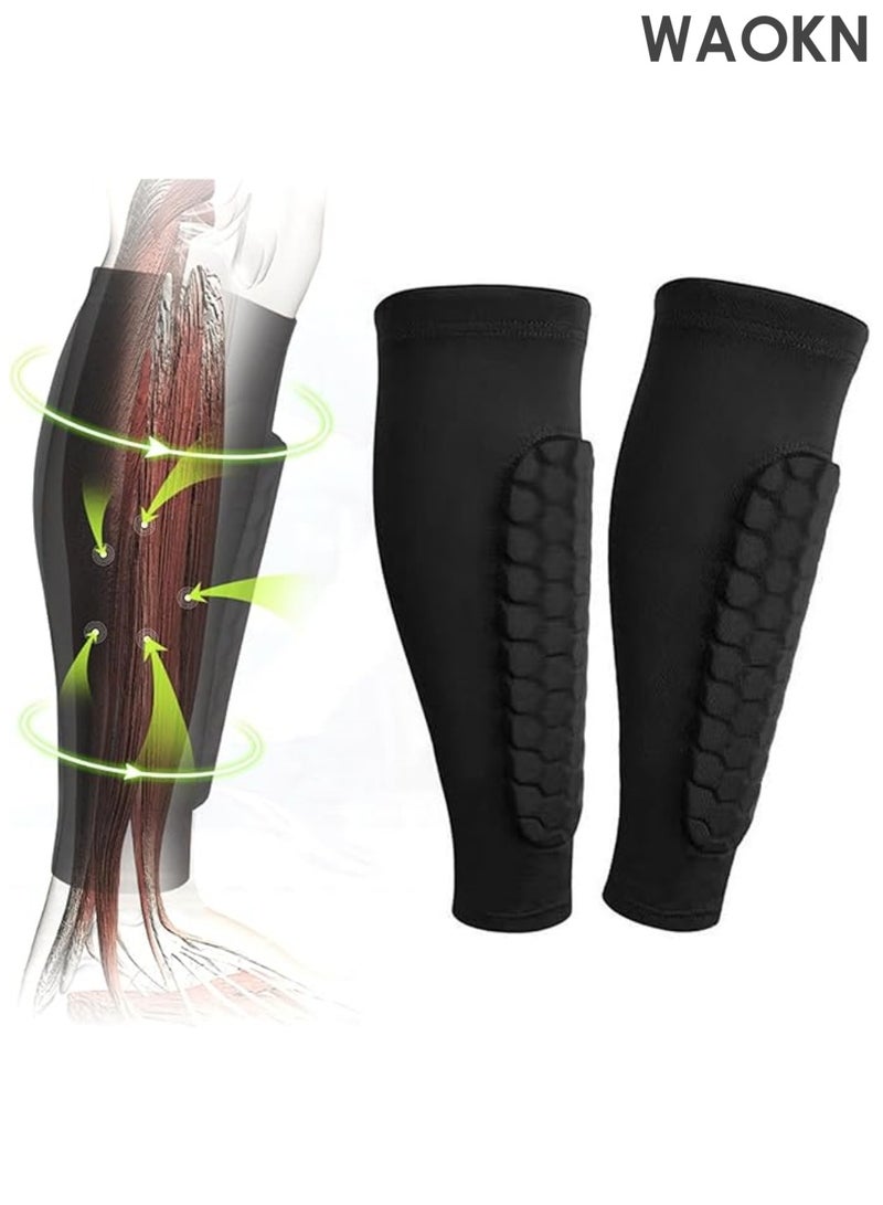 دبليو أيه أو كي أن بنطال مرن لحماية الساق وواقيات الساق لكرة القدم للبالغين، مقاوم للصدمات العالية مع تقنية مضادة للتصادم، معدات دعم الكاحل لكرة القدم (أسود متوسط) - Image 4