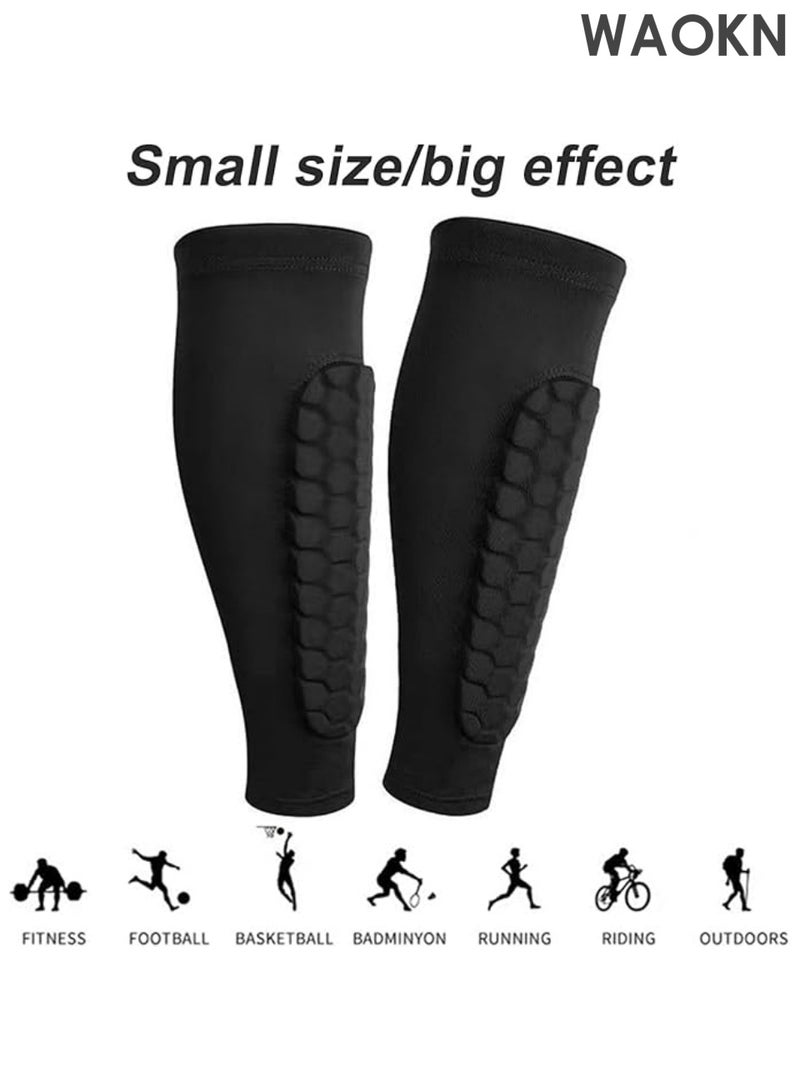 دبليو أيه أو كي أن بنطال مرن لحماية الساق وواقيات الساق لكرة القدم للبالغين، مقاوم للصدمات العالية مع تقنية مضادة للتصادم، معدات دعم الكاحل لكرة القدم (أسود متوسط) - Image 5