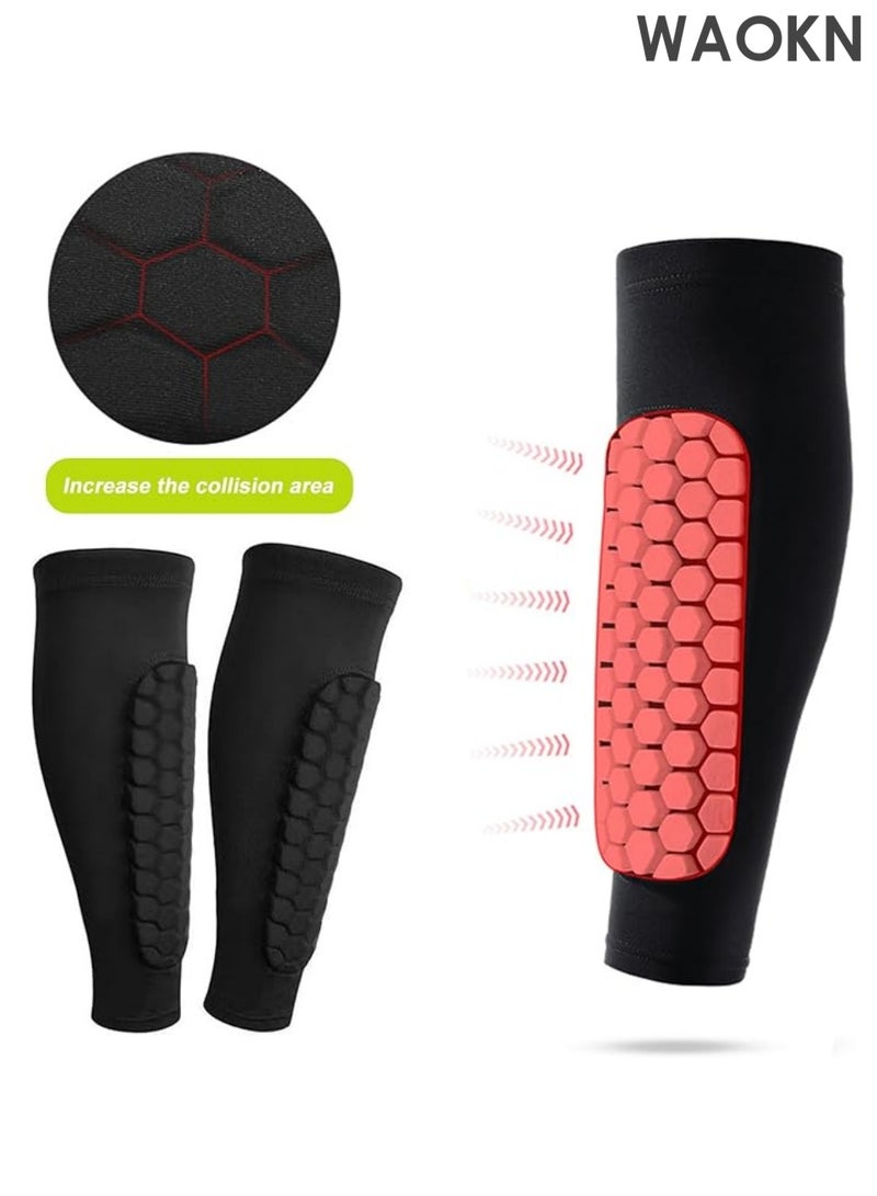 دبليو أيه أو كي أن بنطال مرن لحماية الساق وواقيات الساق لكرة القدم للبالغين، مقاوم للصدمات العالية مع تقنية مضادة للتصادم، معدات دعم الكاحل لكرة القدم (أسود متوسط) - Image 2