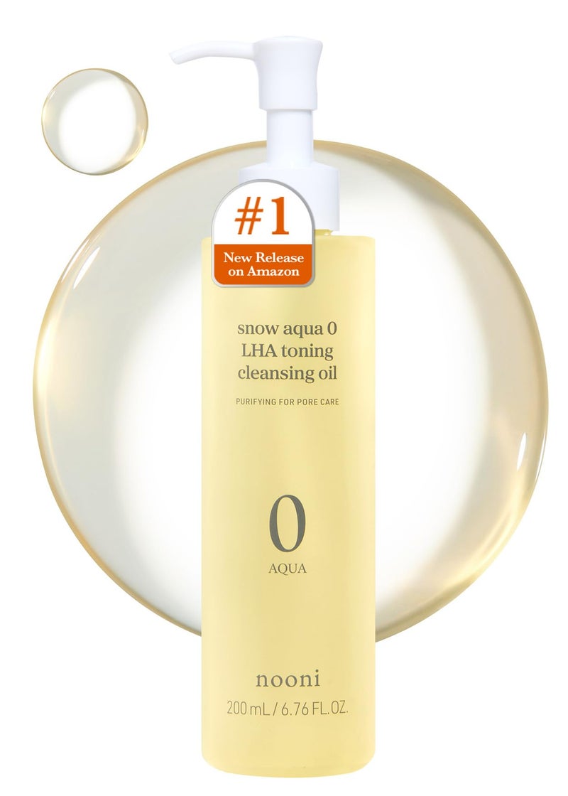 NOONI Facial Cleanser - Snow Aqua 0 LHA Toning Cleansing Oil | Makeup Blackhead Remover, Pore Care Control, Glass Skin, Helps Control Sebum, Revitalizing Care, Moisturizing, 6.76 FL.Oz (200 ml)