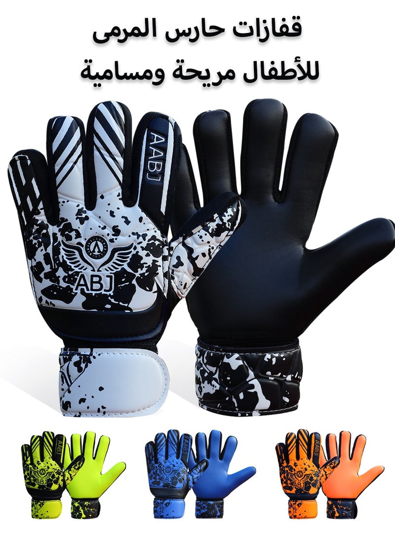 ABJ Youth Soccer Goalie Gloves Heavy Grip Palm, Double Wrist Support for Boys, Kids, Children - 4mm Latex - Football Goalkeeper Gloves,  - Image 1