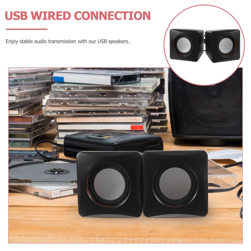 مكبرات صوت صغيرة للحاسوب بنظام USB سلكية للاستخدام المكتبي والمنزلي، صوت محمول للحواسيب المحمولة مع قابس USB، نظام صوت مضغوط متعدد الوسائط متوافق مع أجهزة DC 5 فولت - أسود - Image 4