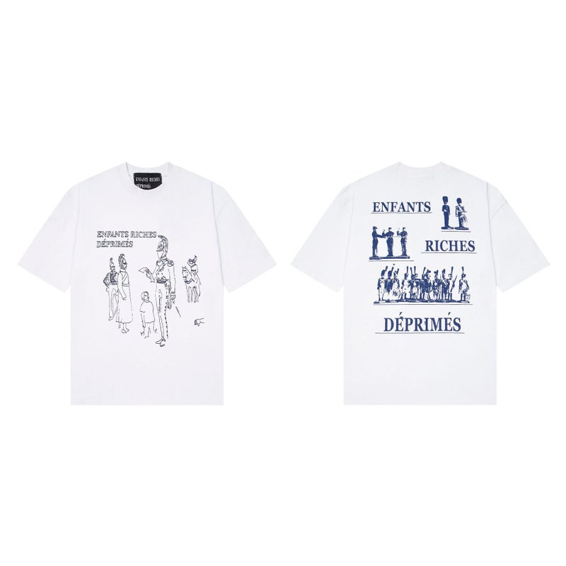Melloanious Rich Kid 25 New Style Loose Fit American Trend Quiet Eye Print Round Neck Short Sleeve T-Shirt High Street - Image 1