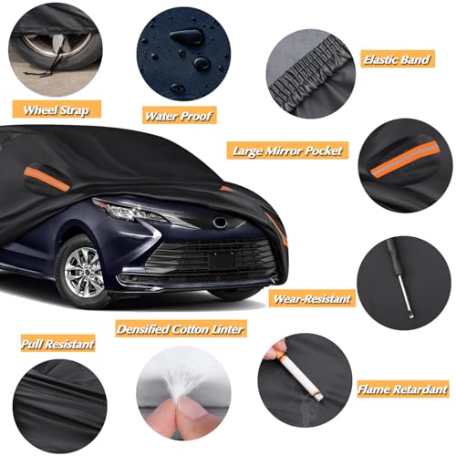 QUYDDC 16-Layer Special Full Car Cover Fit for 2007-2024 Sub-aru WRX Impreza STI, Ultra Heavy 600D Oxford Cloth, All-Weather Protection Summer Sun Exposure and Winter Snow Rain Dust UV, Black - Image 2