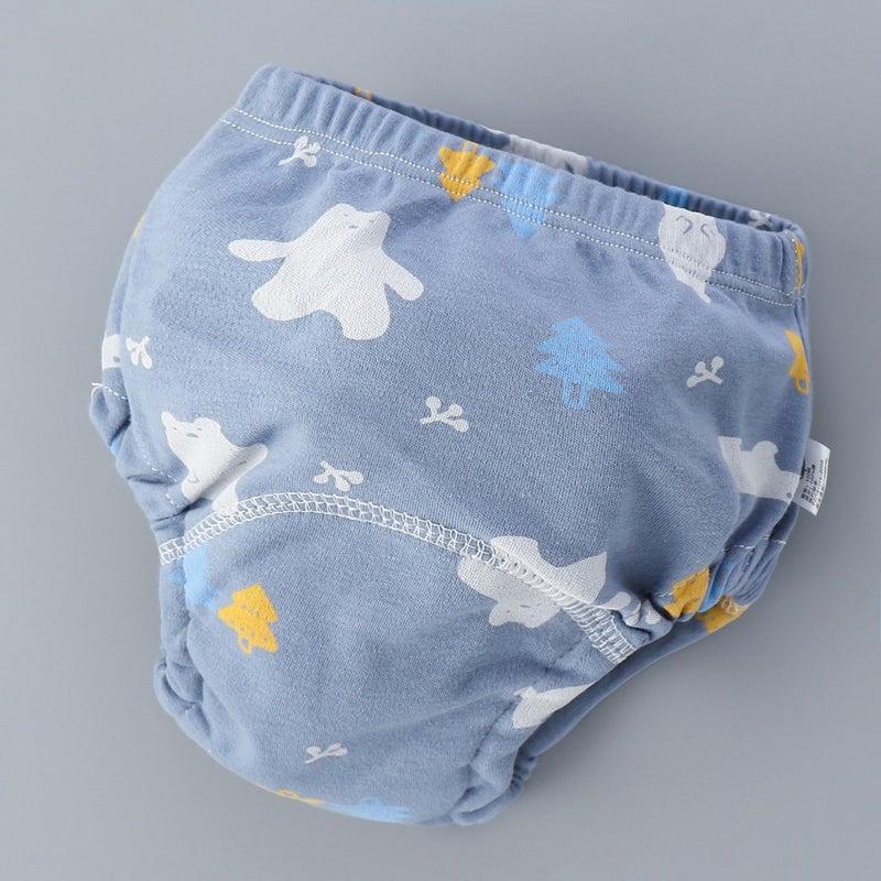 Baby Training Pants 6-Layer Washable Cloth Diaper Blue Polar Bear